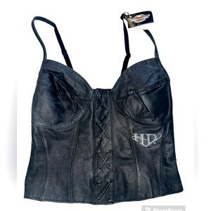 Harley-Davidson Black Lace-Up Tank Top